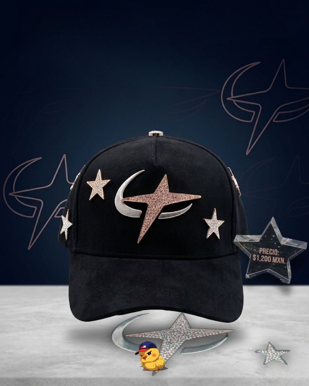 Celestial "Star & Moon" Luxury Suede Cap
