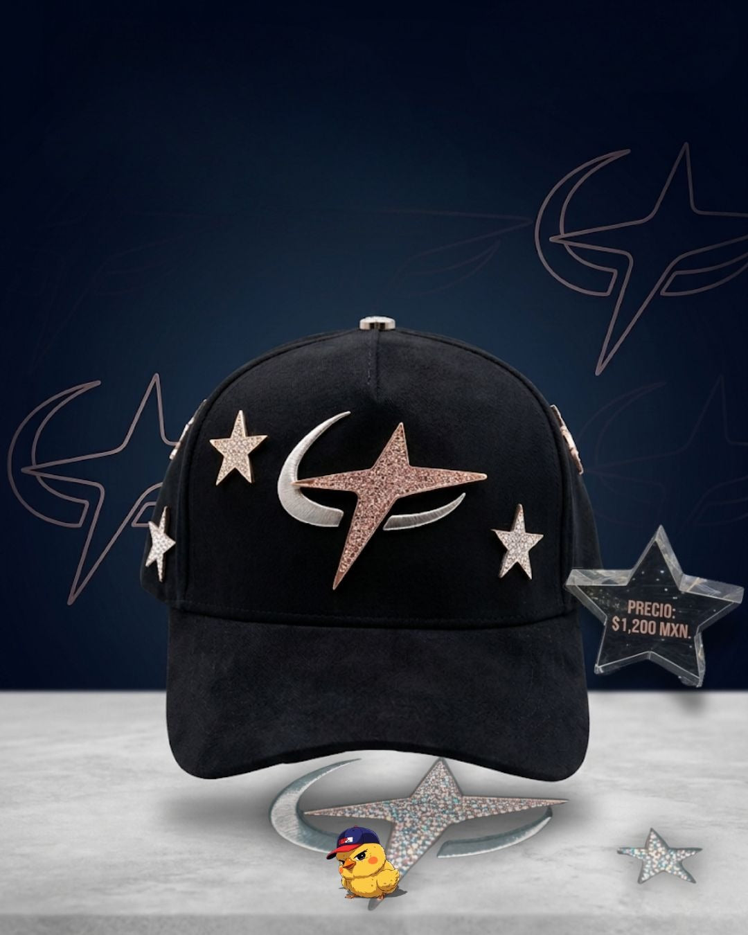 Celestial "Star & Moon" Luxury Suede Cap
